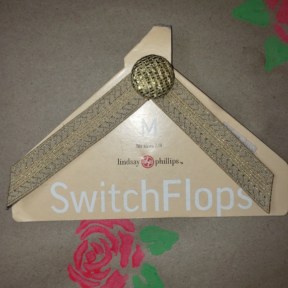 Lindsay Phillips Switch Flops Maureen Metallic Gold Size Medium 7/8 - Picture 2 of 6